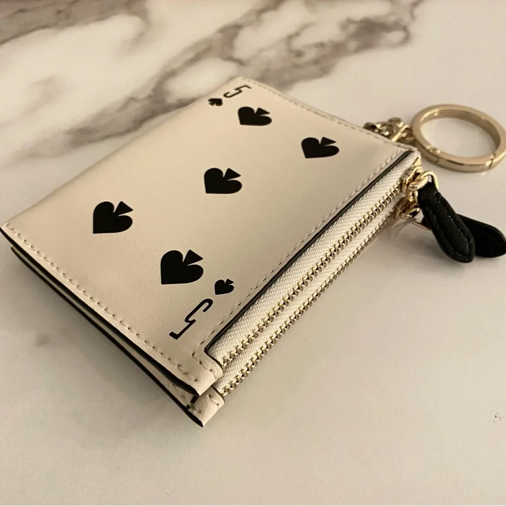 KATE SPADE Lucky Draw Card Coin Purse Key Fob Five of Spades Vegas Gambling